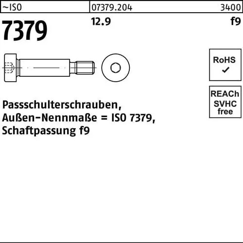 Top-Angebot Paßschulterschraube ISO 7379 16 - M12x 70 12.9 Schaftpassung f9 25 Stück