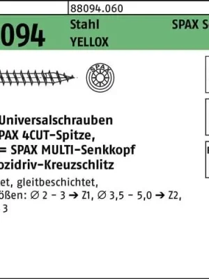 Direktkauf Schraube R 88094 SEKO Spitze/PZ 3x25/21-Z Stahl galv.verz. gelb 1000St. SPAX