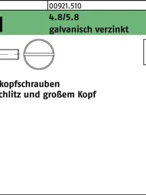 Abverkauf Flachkopfschraube DIN 921 Schlitz M4x 5 4.8/5.8 galv.verz. 100Stück