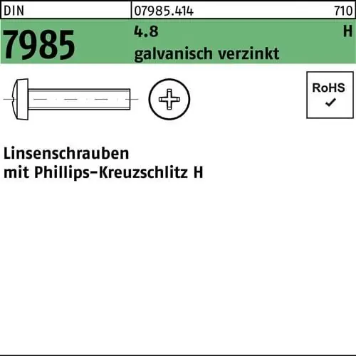 Linsenschraube DIN 7985 PH M4x40-H 4.8 galv.verz. 200St. Angebot