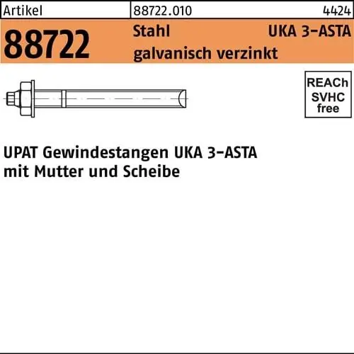 Ankerstange R 88722 ASTA M8x110 Stahl galv.verz. 10 Stück UPAT Echt