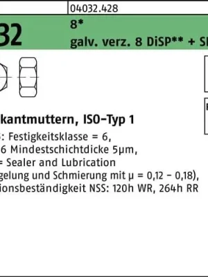 Aktuell Sechskantmutter ISO 4032 M5 8 galv.verz. 8 DiSP + SL 1000 Stück