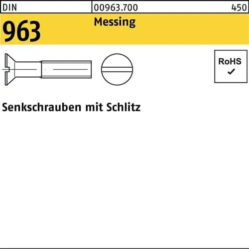 Neue Kollektion Senkschraube DIN 963 Schlitz M5x 12 Messing 200 Stück