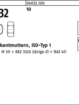 Sechskantmutter ISO 4032 M22 10 50 Stück Preisknaller