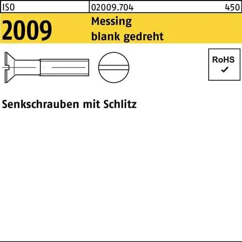 Senkschraube ISO 2009 Schlitz M1,6x 4 Messing blank gedreht 100 Stück Preisreduziert