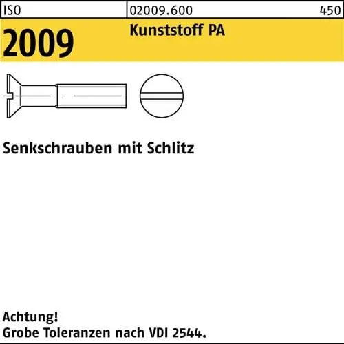 Senkschraube ISO 2009 Schlitz M5x 10 Polyamid 200 Stück Meistverkauft