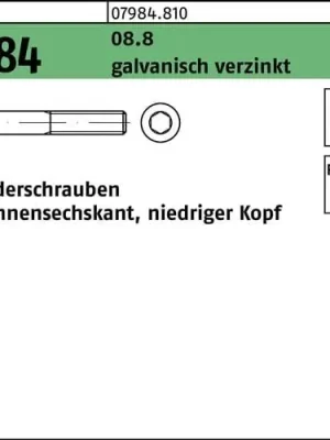Highlight Zylinderschraube DIN 7984 Innen-6kt M4x12 8.8 galv.verz. 500St.