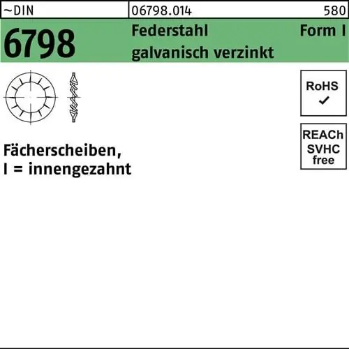 Fächerscheibe DIN 6798 FormI innengezahnt I 13 Federstahl galv.verz. 100St. Finale Aktion