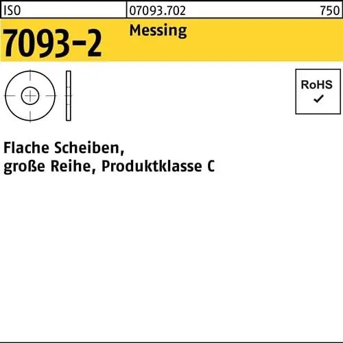 Neu Unterlegscheibe ISO 7093-2 8 Messing 500 Stück