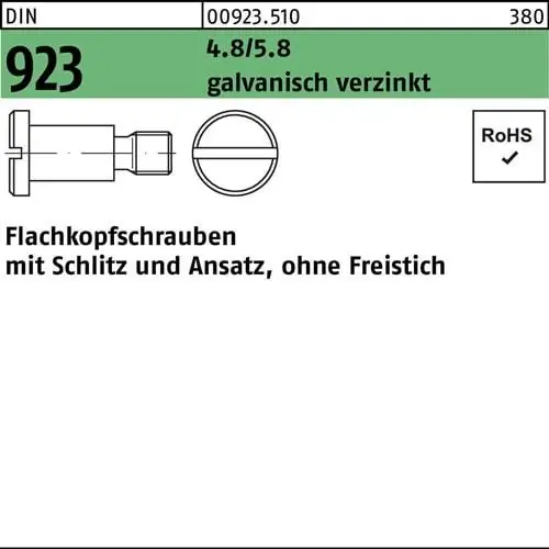 Saisonangebot Flachkopfschraube DIN 923 Schlitz/Ansatz M3x3x4,5 4.8/5.8 galv.verz. 100St.