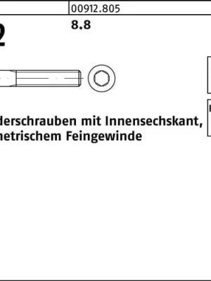 Abverkauf Zylinderschraube DIN 912 Innen-6kt M12x1,5x 40 8.8 100 Stück