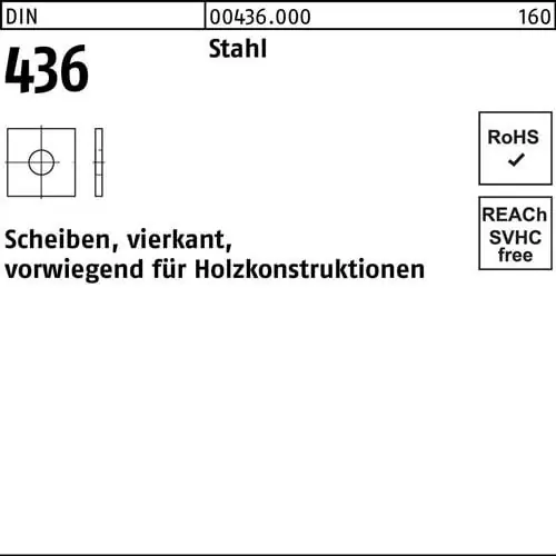 Knallerangebot Unterlegscheibe DIN 436 vierkant 22x 60x 5 Stahl 50 Stück