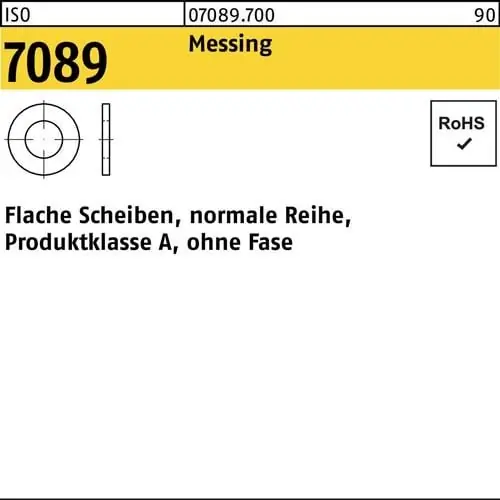 Unterlegscheibe ISO 7089 o.Fase 8,4 Messing 1000 Stück Garantierte Lieferung