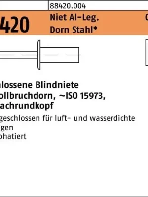 Sofort Bestellen Blindniete R 88420 Flachrundkopf 4,8x 8 Niet Aluminium/Dorn Stahl 500St. GESIPA