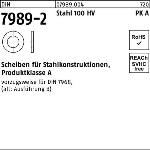 Unterlegscheibe DIN 7989-2 12/13,5x 24x8 Stahl 100HV 100 Stück Rabatt