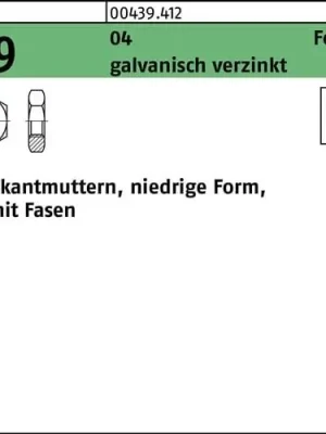 Abverkauf Sechskantmutter DIN 439/ISO 4035 FormB BM 5 Automatenstahl galv.verz. 100St.