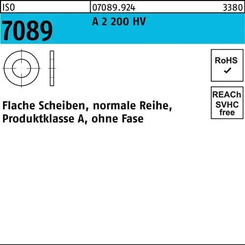 Schneller Versand Unterlegscheibe ISO 7089 o.Fase 24 A 2 200 HV 25 Stück