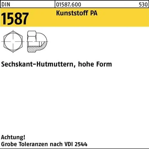 Sechskanthutmutter DIN 1587 M16 Polyamid natur 100 Stück Jetzt Kaufen