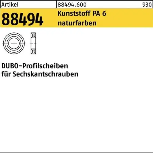 Profilscheibe R 88494 f.6-ktschrauben 207 - M12x 5 PA 6 natur 100St. DUBO Bestpreis