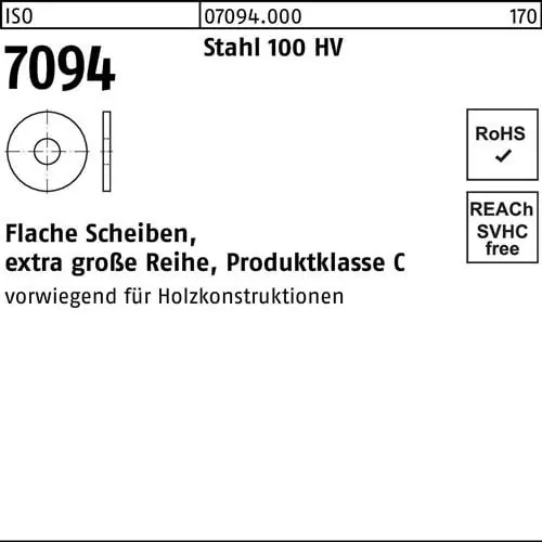 Unterlegscheibe ISO 7094 20 Stahl 100 HV 50 Stück Jetzt Kaufen