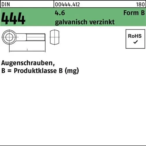Augenschraube DIN 444 FormB BM 5x 40 4.6 galv.verz. 50 Stück Preisknaller