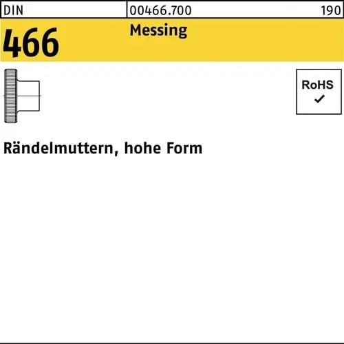 Rändelmutter DIN 466 hohe FormM3 Messing 100 Stück Finale Aktion