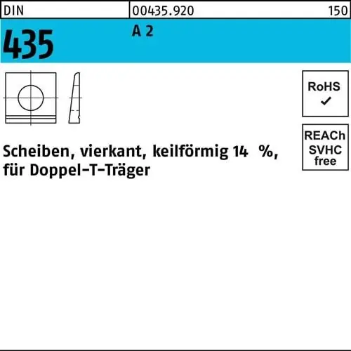 Highlight I-Scheibe DIN 435 vierkant keilförmig 22 A 2 Neigung 14% 10 Stück