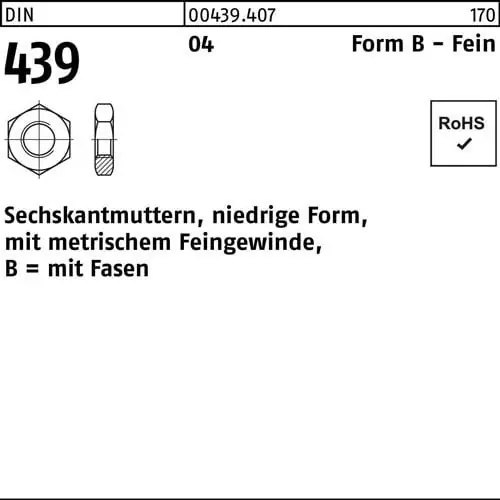 Sechskantmutter DIN 439/ISO 4035 FormB BM 48x 3 Automatenstahl 10 Stück Heißes Angebot