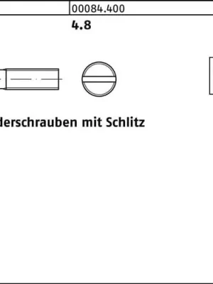 Abverkauf Zylinderschraube DIN 84/ISO 1207 Schlitz M8x 40 4.8 200 Stück