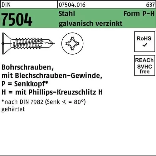 Online Kaufen Bohrschraube DIN 7504 SEKO PH P 2,9x19-H Stahl galv.verz. 1000St.