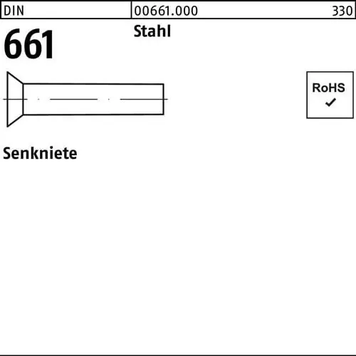 Senkniete DIN 661 6x 12 Stahl 500 Stück Zertifiziert