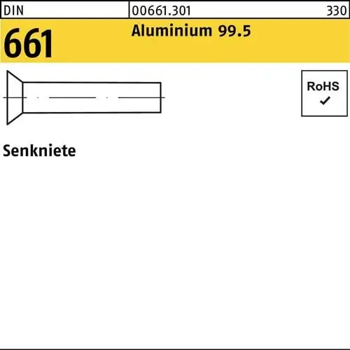 Neuheit Senkniete DIN 661 2,5x 6 Aluminium 99.5 1000 Stück