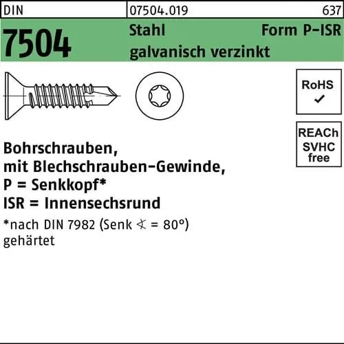 Bohrschraube DIN 7504 SEKO ISR P 4,8x50-T25 Stahl galv.verz. 250St. Top-Preis