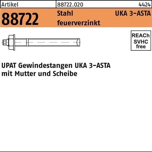 Beliebt Ankerstange R 88722 ASTA M10x130 Stahl feuerverz. 10 Stück UPAT