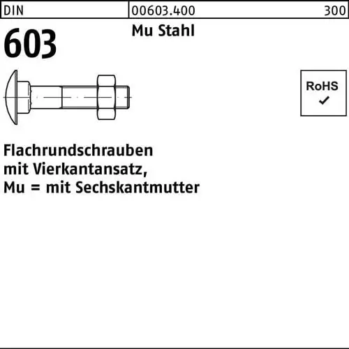 Sichere Zahlung Flachrundschraube DIN 603 Vierkantansatz/6-ktmutter M6x45 Mu Stahl 4.6 200St.
