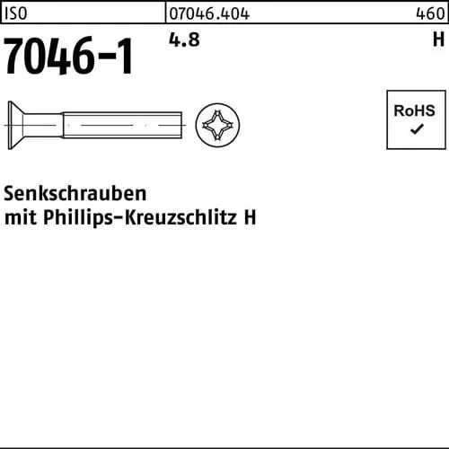 Neu Senkschraube ISO 7046-1 PH M4x 30-H 4.8 1000 Stück