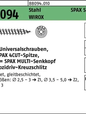 Beliebt Schraube R 88094 SEKO Spitze/PZ 4x70/50-Z Stahl galv.verz. WIROX 500St. SPAX