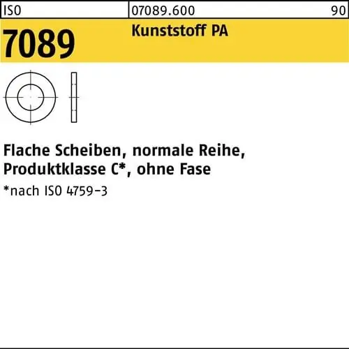 Billig Unterlegscheibe ISO 7089 o.Fase 8 Polyamid 1000 Stück
