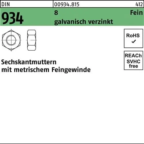 Meistverkauft Sechskantmutter DIN 934 M 33 x 2 8 galvanisch verzinkt 25 Stück