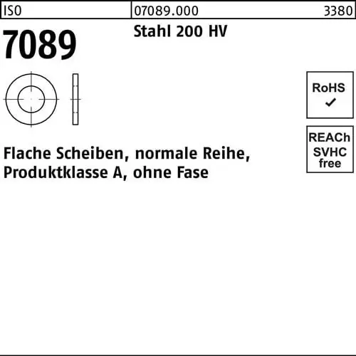 Unterlegscheibe ISO 7089 o.Fase 2,5 Stahl 200 HV 5000 Stück Schneller Versand