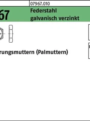 Abverkauf Sicherungsmutter DIN 7967 M10 Federstahl galv.verz. 100 Stück