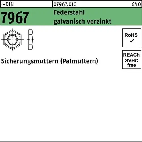 Abverkauf Sicherungsmutter DIN 7967 M10 Federstahl galv.verz. 100 Stück