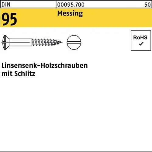 Holzschraube DIN 95 LIKO Schlitz 6x 70 Messing 100 Stück Direktkauf