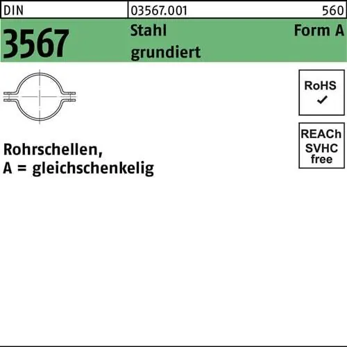 Rohrschelle DIN 3567 gleichschenkelig A 89/NW 80 Stahl grundiert 20 Stück Finale Aktion