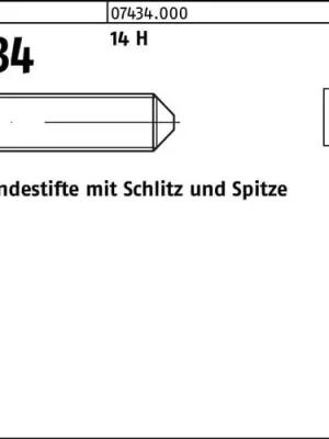 Abverkauf Gewindestift ISO 7434 Spitze/Schlitz M8x 20 14 H 1000 Stück