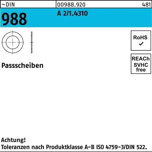 Ausverkauf Paßscheibe DIN 988 12x 18x 0,1 A 2/1.4310 1000 Stück