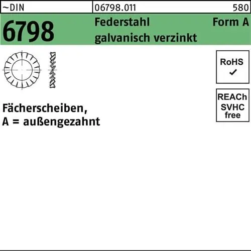 Fächerscheibe DIN 6798 FormA außengezahnt A 25 Federstahl galv.verz. 100St. Jetzt Bestellen