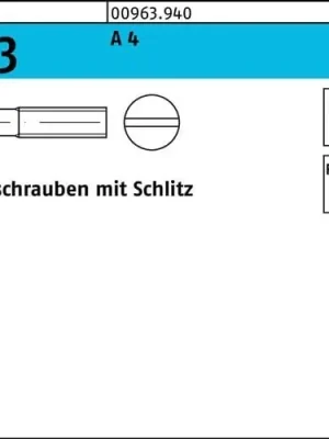 Abverkauf Senkschraube DIN 963 Schlitz M2,5x 4 A 4 1000 Stück
