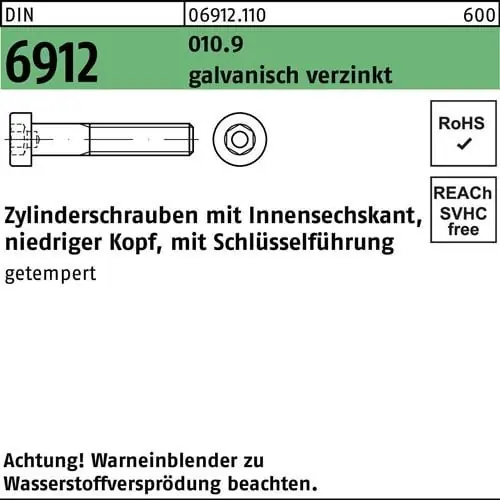 Zylinderschraube DIN 6912 Innen-6kt M16x35 010.9 galv.verz. 50St. Markenware