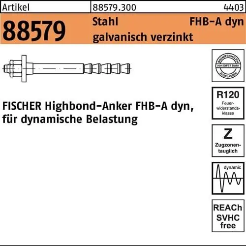 Highbond-Anker R 88579 dyn 20x170/50 Stahl galv.verz. 10 Stück FISCHER Heißes Angebot